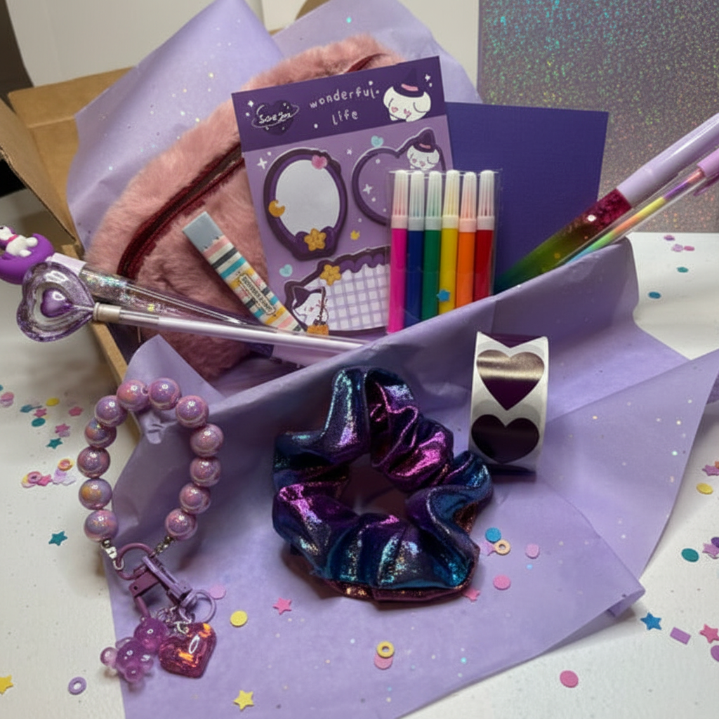 Premier Bundle purple stationery set with confetti