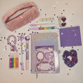 Purple Bundle Flat Lay with Confetti